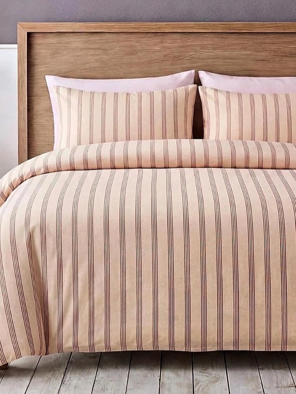 Striped Cotton Duvet Cover Set in Pink & Cream NWOT